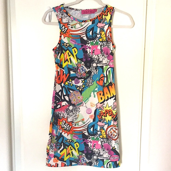 Boohoo Dresses & Skirts - Fun colorful graffiti dress